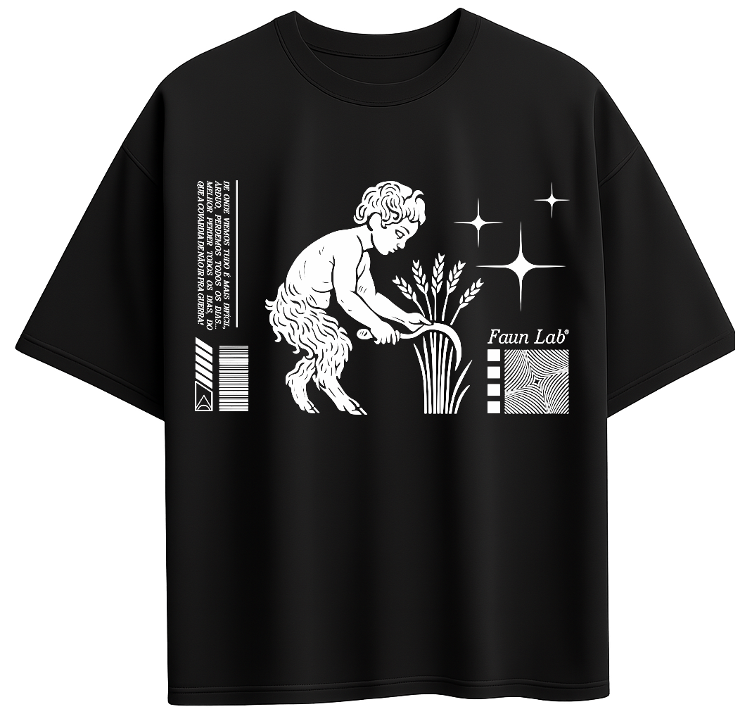 Camiseta Oversized Colheita  - Faun Lab®  Preta